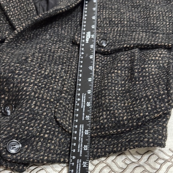 (P2)Florenzi vintage wool jacket with leather collar and shoulder pads, size L,W - Picture 15 of 16